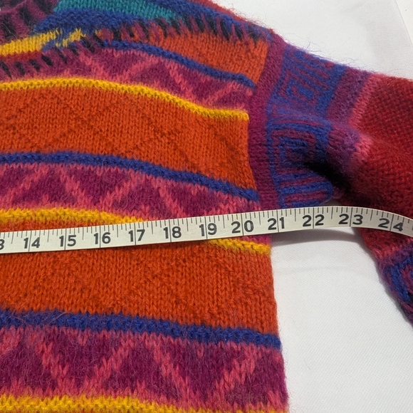 Vintage 1980's Rare Kenji Handknit Mohair Color Block Sweater Maximalist - Picture 8 of 8